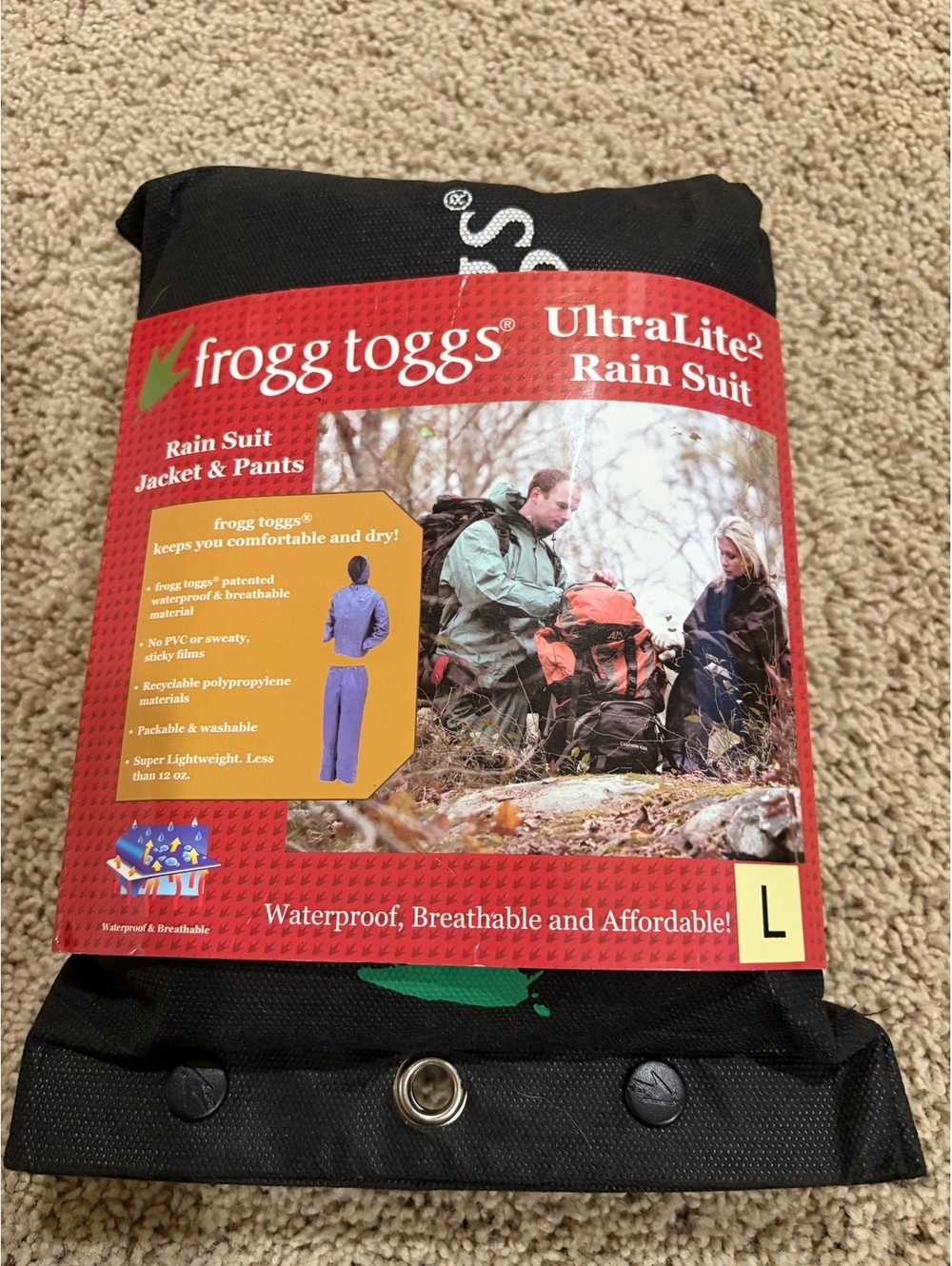 NWT Frogg Toggs Ultra-Lite2 Rain Suit L LARGE black